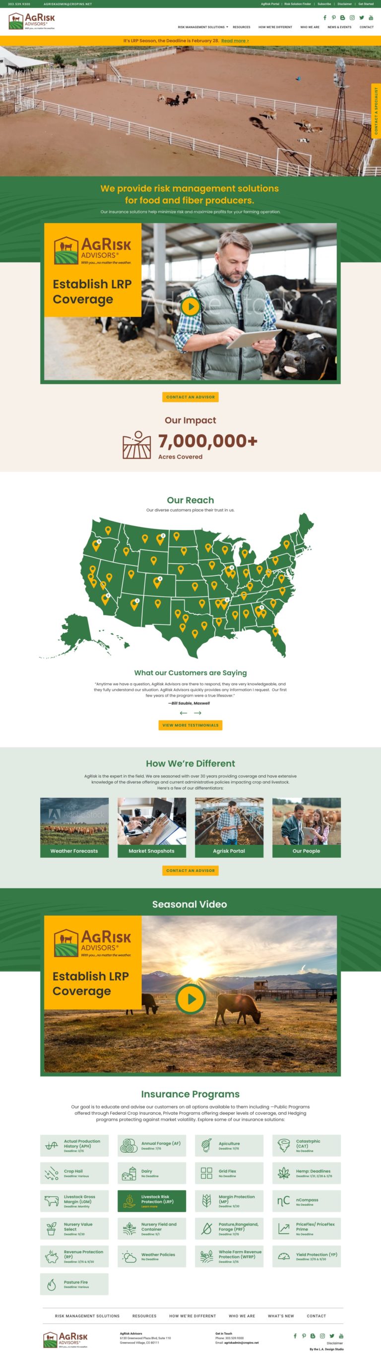 AgRisk Advisors Website Redesign Los Angeles Web Design Company