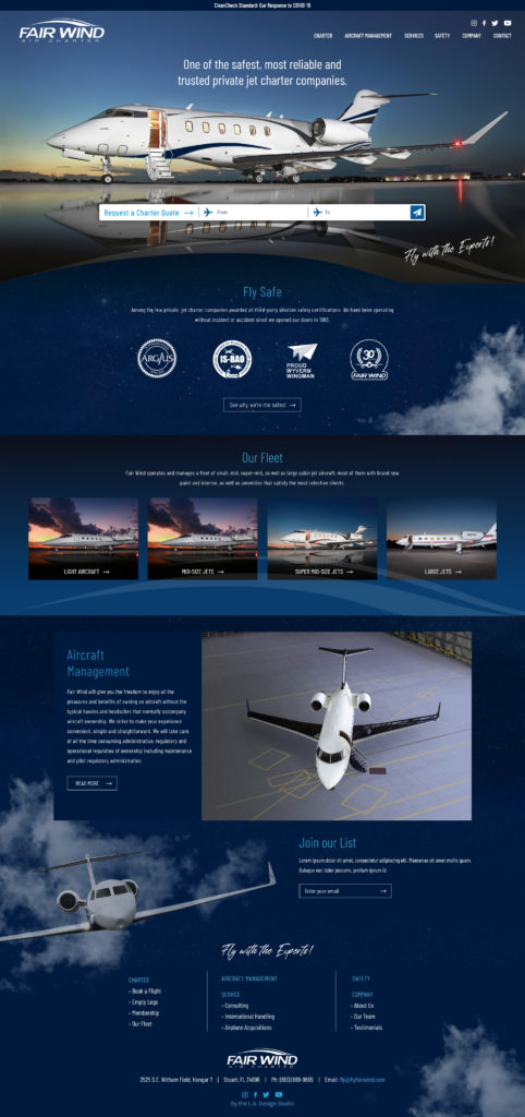 Fly Fair Wind Aviation Web Design | Los Angeles Web Design Company