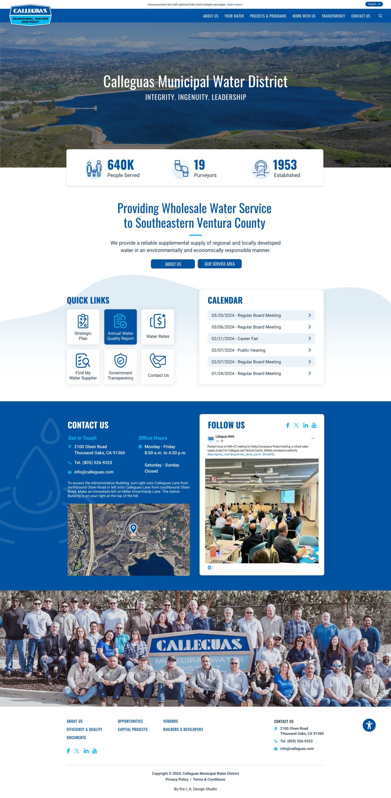 Calleguas Web Design – Los Angeles Web Design Company Water District Web Design for Calleguas